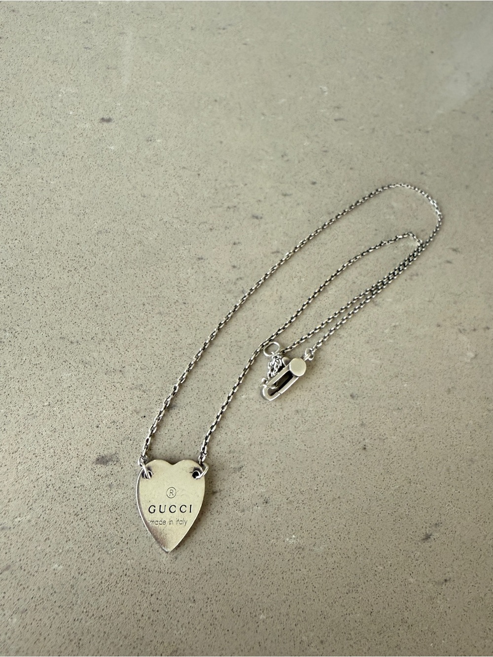 Sterling Silver Gucci Necklace with Heart Pendant
